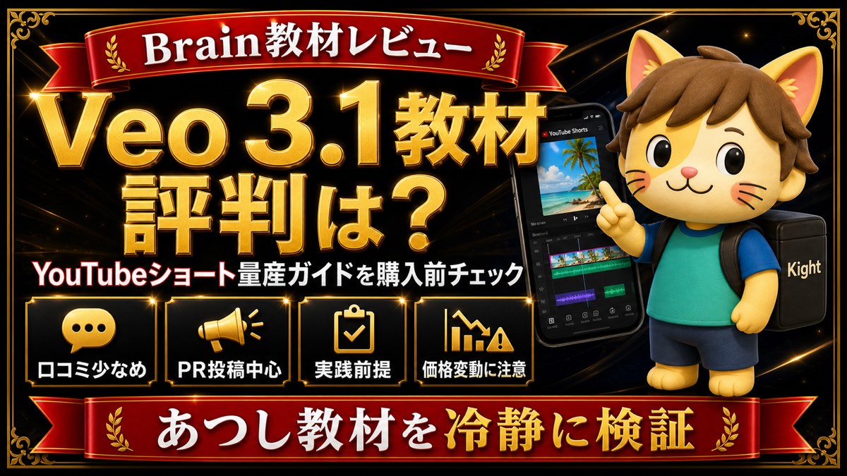 あつしのVeo 3.1 YouTubeショート量産ガイドの評判・口コミ