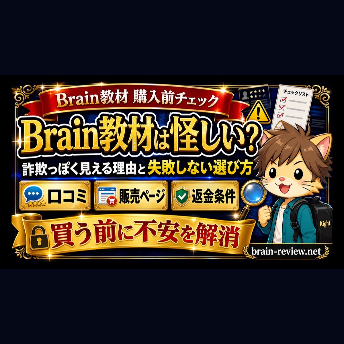 Brain教材は怪しい？Pinterest用正方形サムネイル