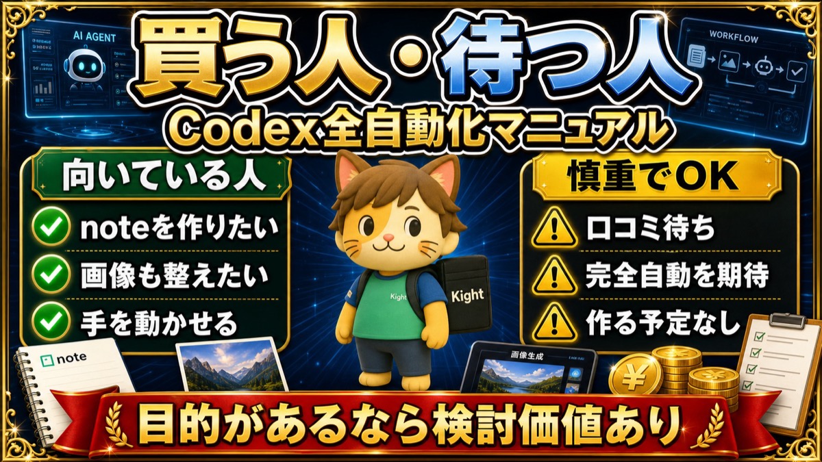 Codex全自動化マニュアルが向いている人・慎重でよい人
