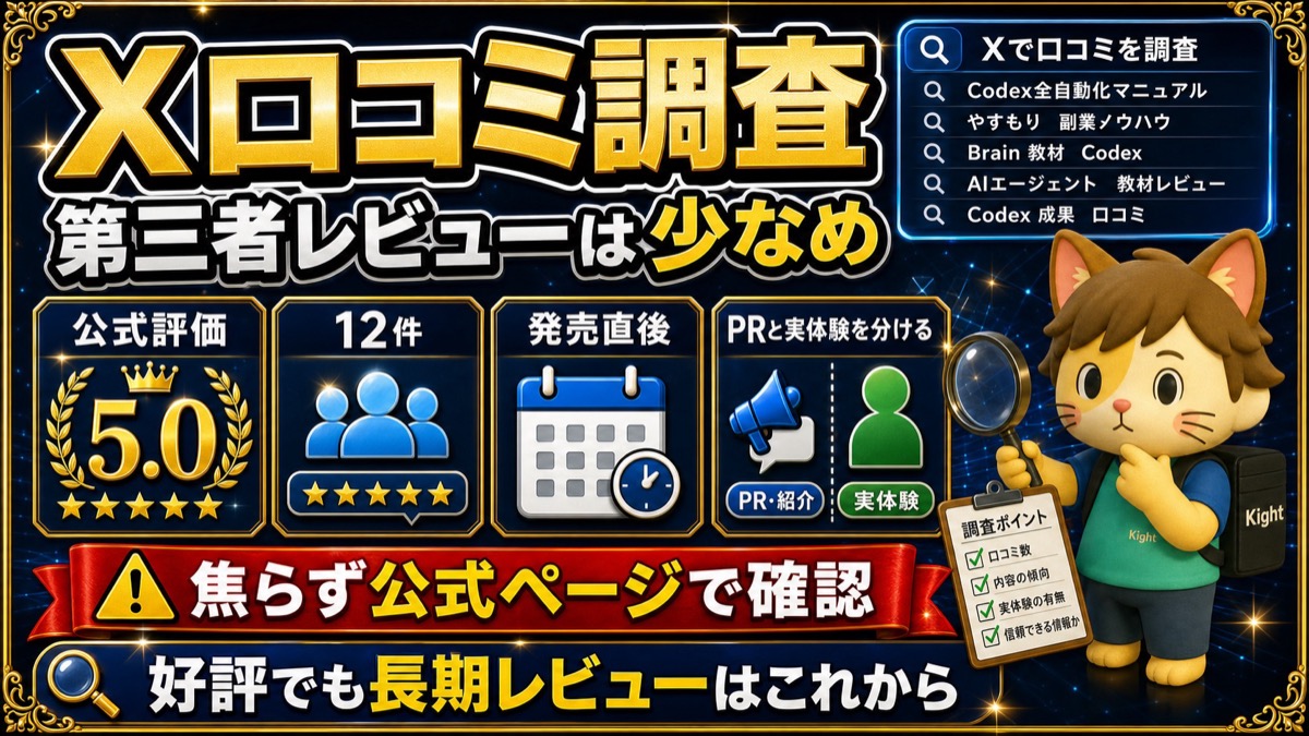 Codex全自動化マニュアルの口コミ傾向
