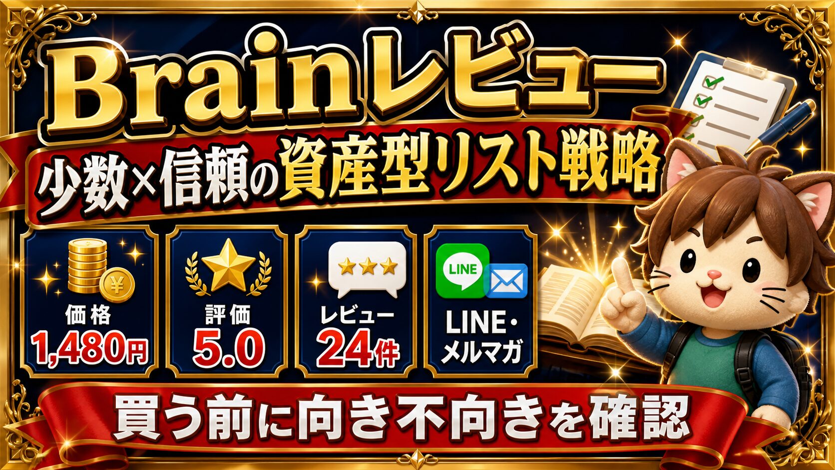 Brain少数×信頼の資産型リスト戦略の価格・口コミ・向き不向きをカイトくんが解説する画像
