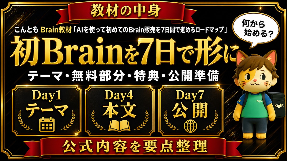 こんとものBrain販売7日間ロードマップとは