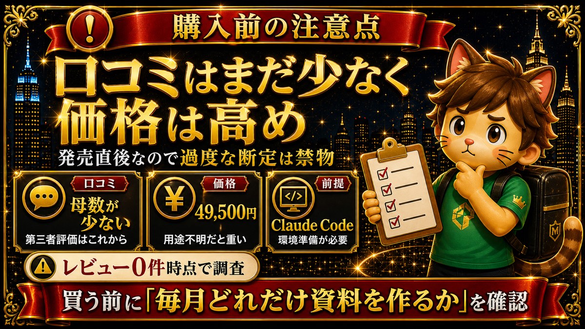 まーしー式AIスライドSKILL完全ガイドの気になる点・注意点