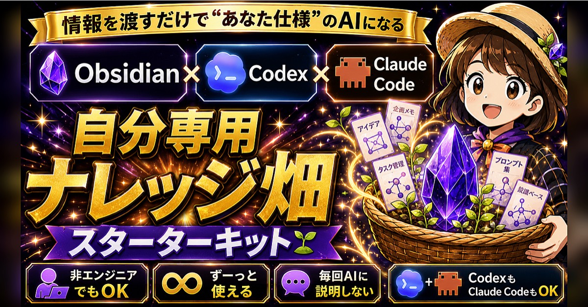 農家の嫁かすみのObsidian自分専用ナレッジスタータキットのBrain公式サムネイル