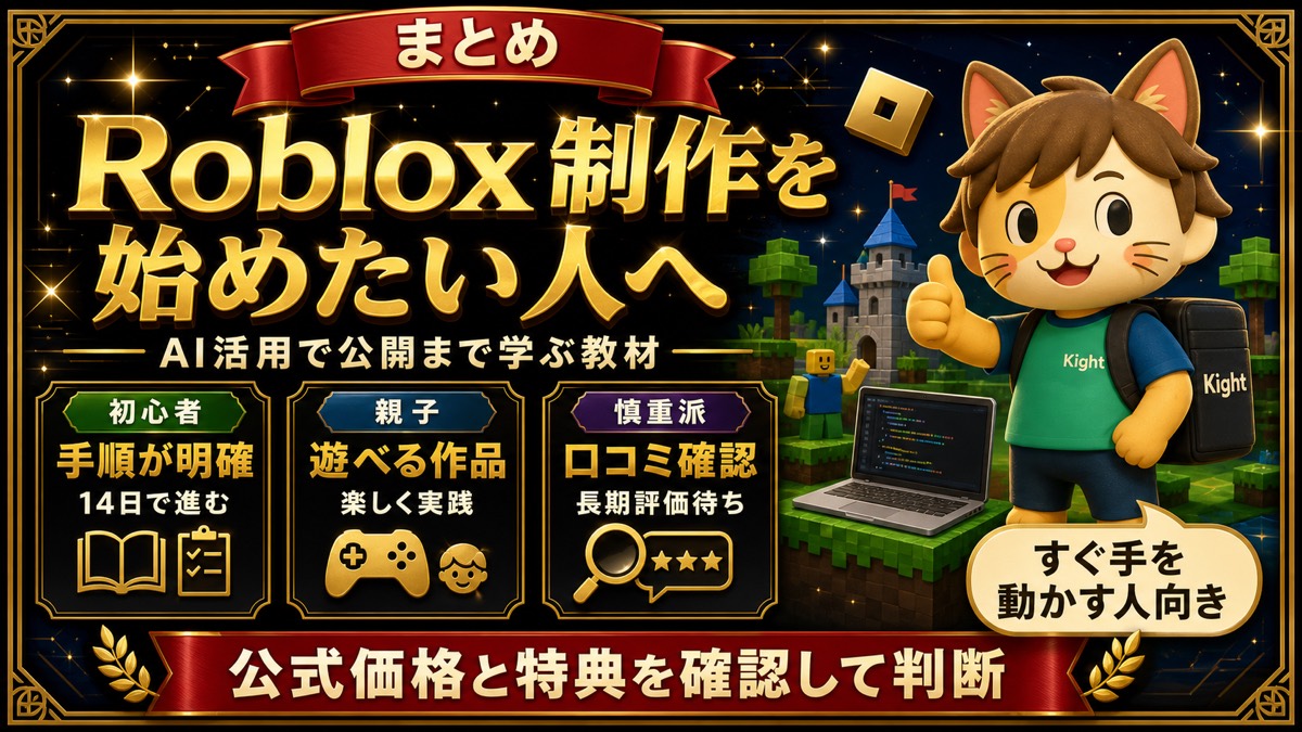お寿司職人のRobloxゲーム制作14日間教材の最終判断