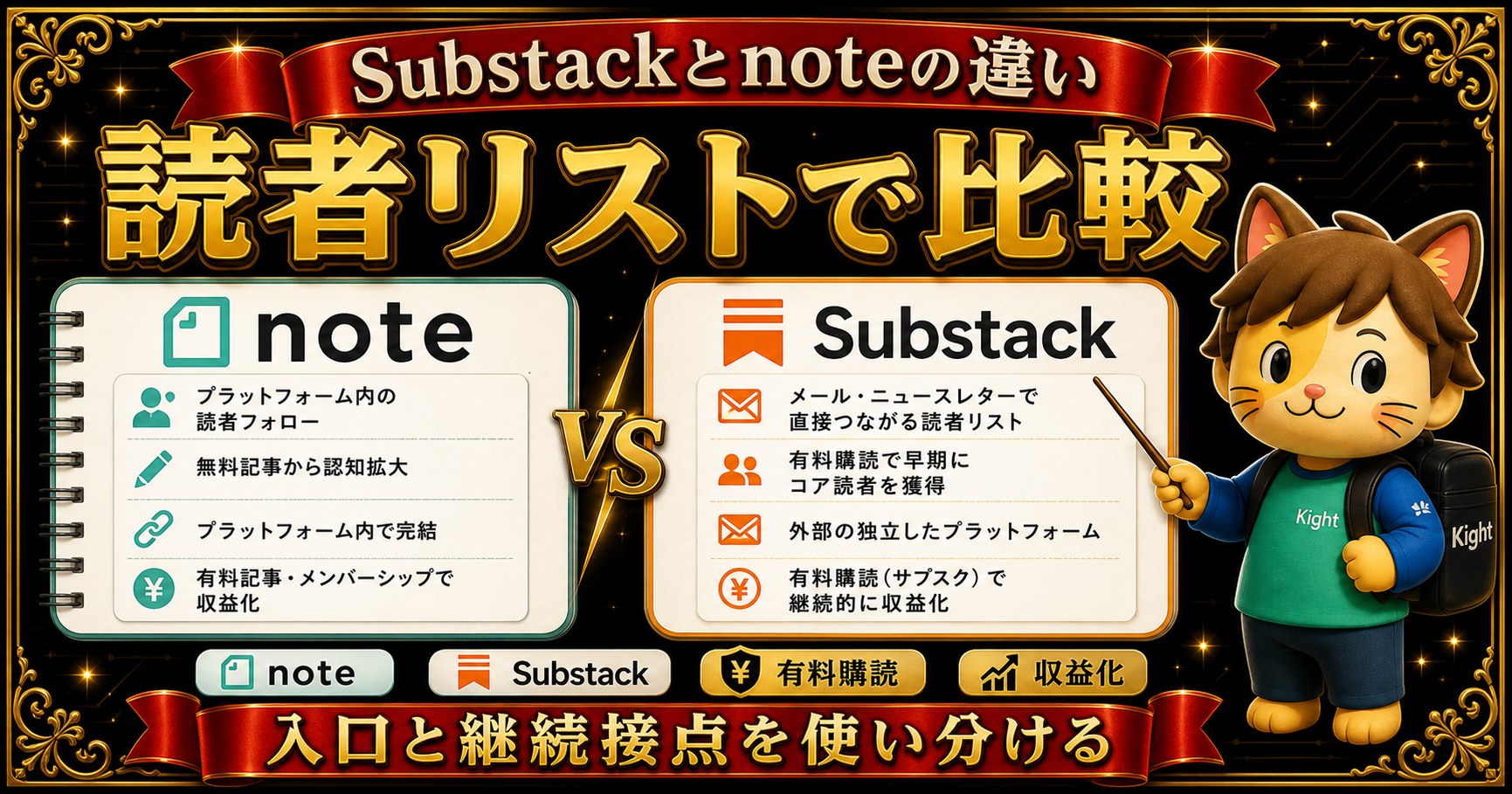 Substackとnoteの違い 読者リスト 有料購読 収益化で比較
