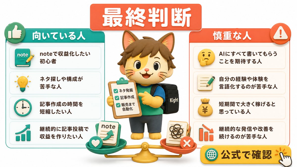 ゆりのAI×note自動化GPTs完全パックの最終判断