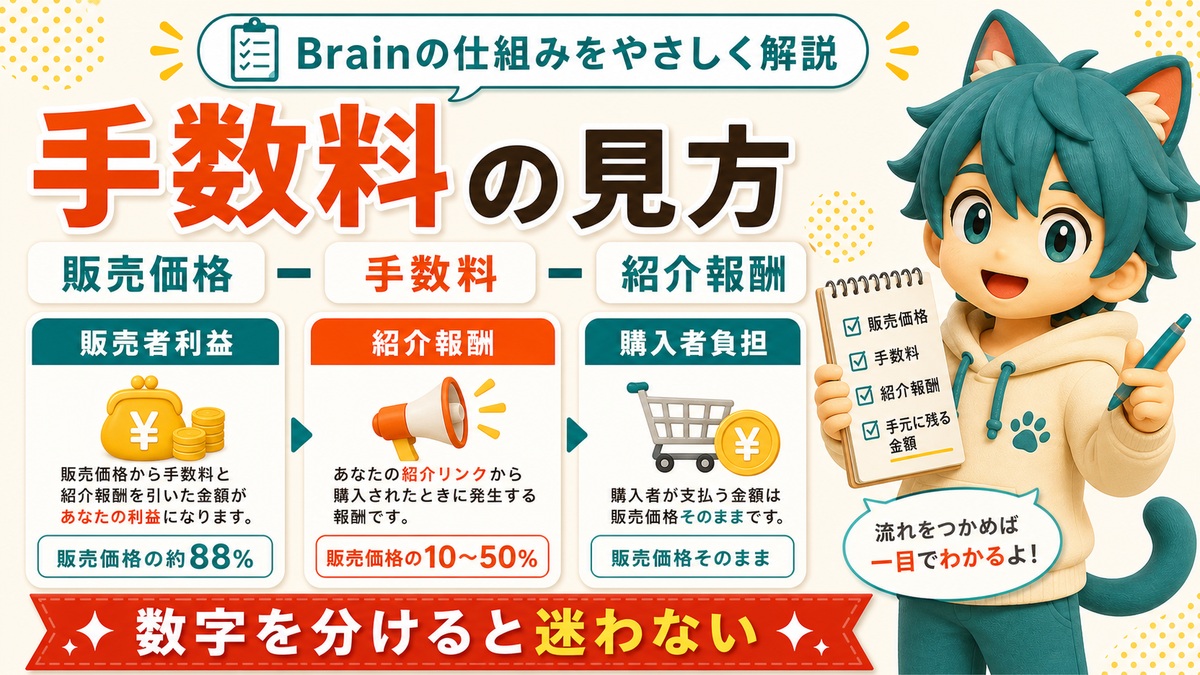 Brainの手数料の見方と販売者利益・紹介報酬の整理