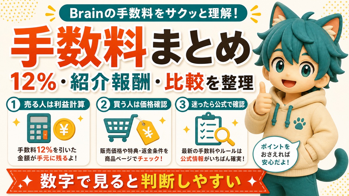 Brainの手数料まとめと販売者・購入者の確認ポイント
