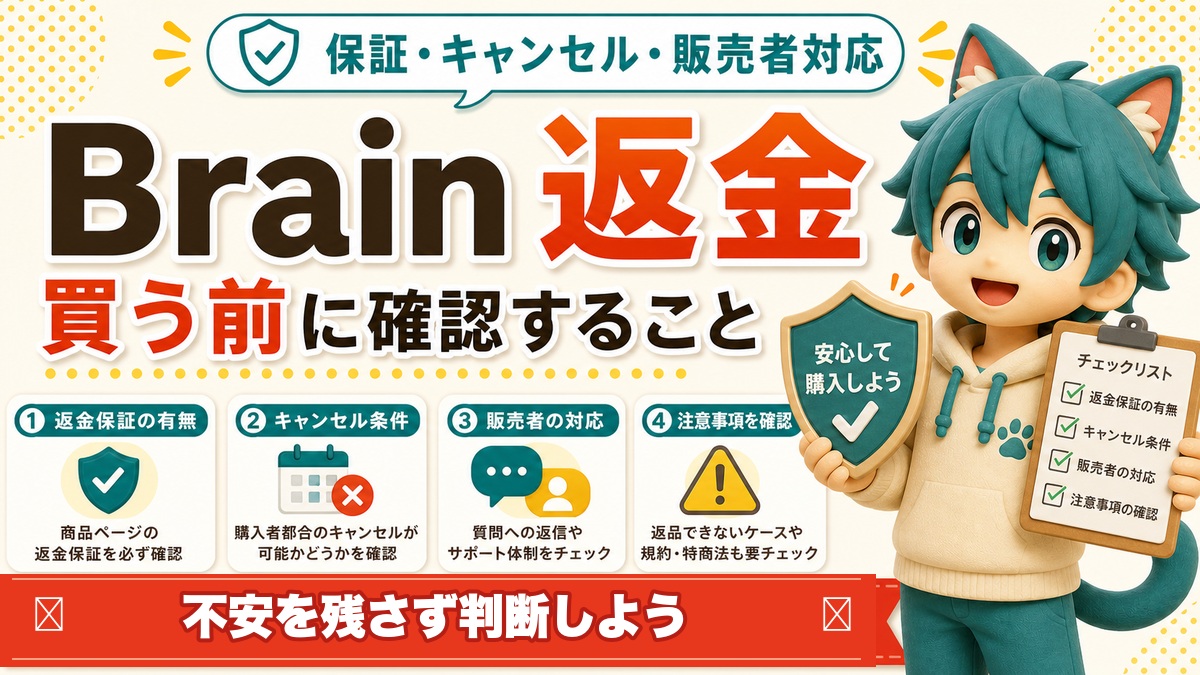 Brainは返金できる？購入前に確認すること