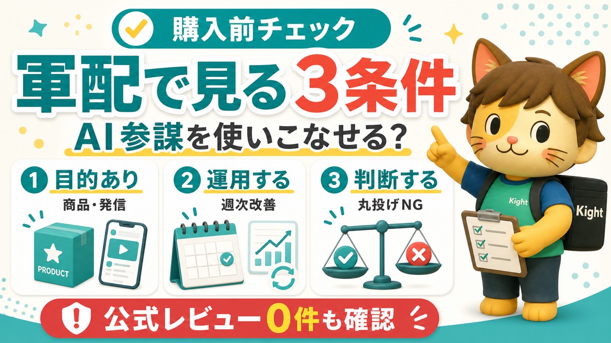 AIマーケティング参謀スキル軍配の購入前チェック