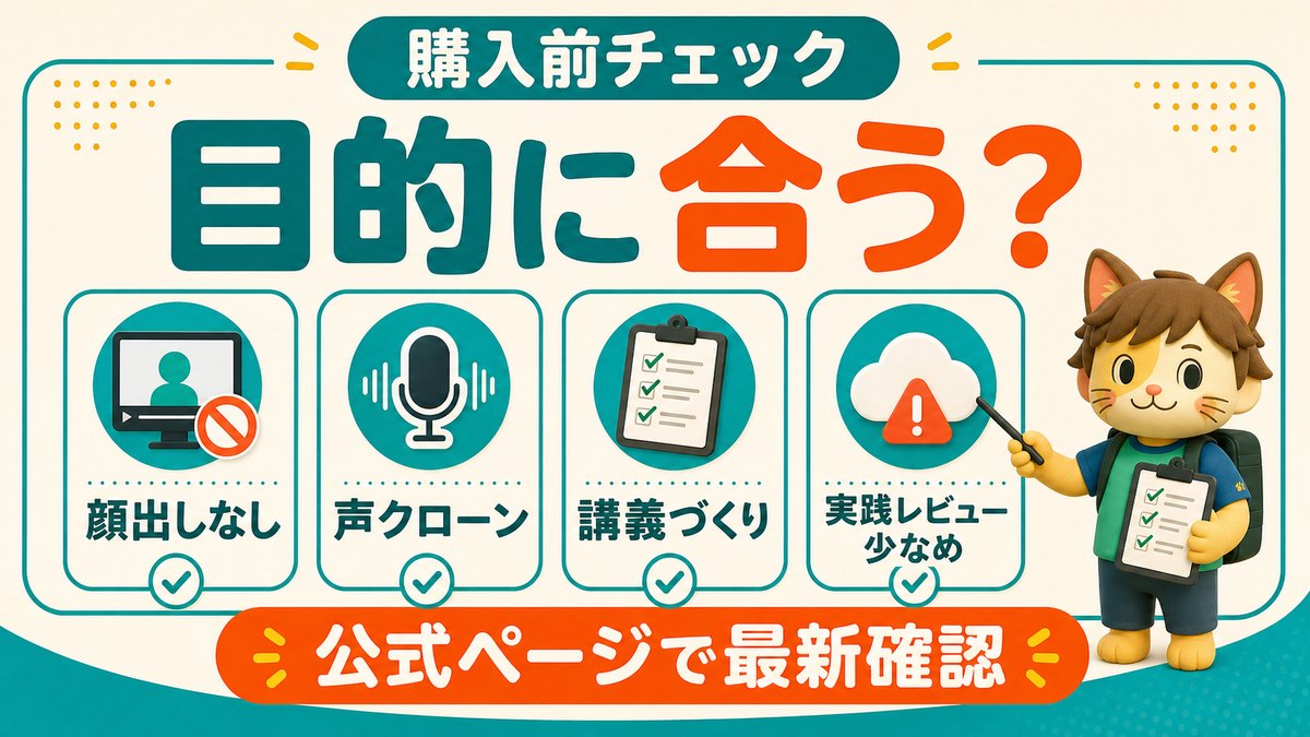 AIで動画講義を作る方法の購入前チェック