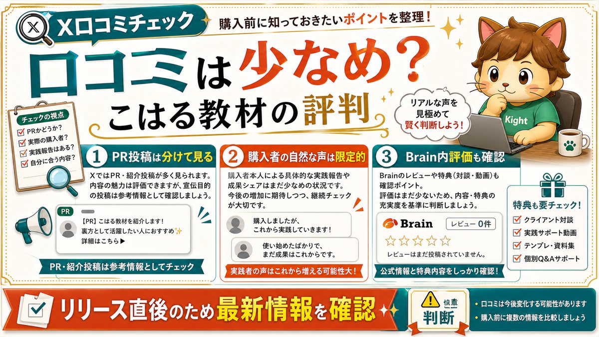 こはる教材のX口コミ傾向