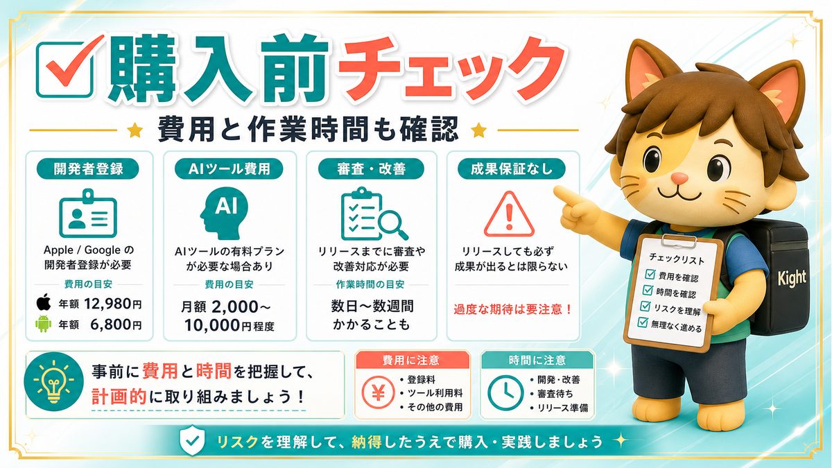 AIでつくるスマホアプリ開発とリリースの教科書の購入前の注意点