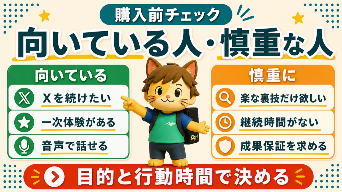 シン・X攻略の教科書が向いている人と慎重な人を解説するカイトくん