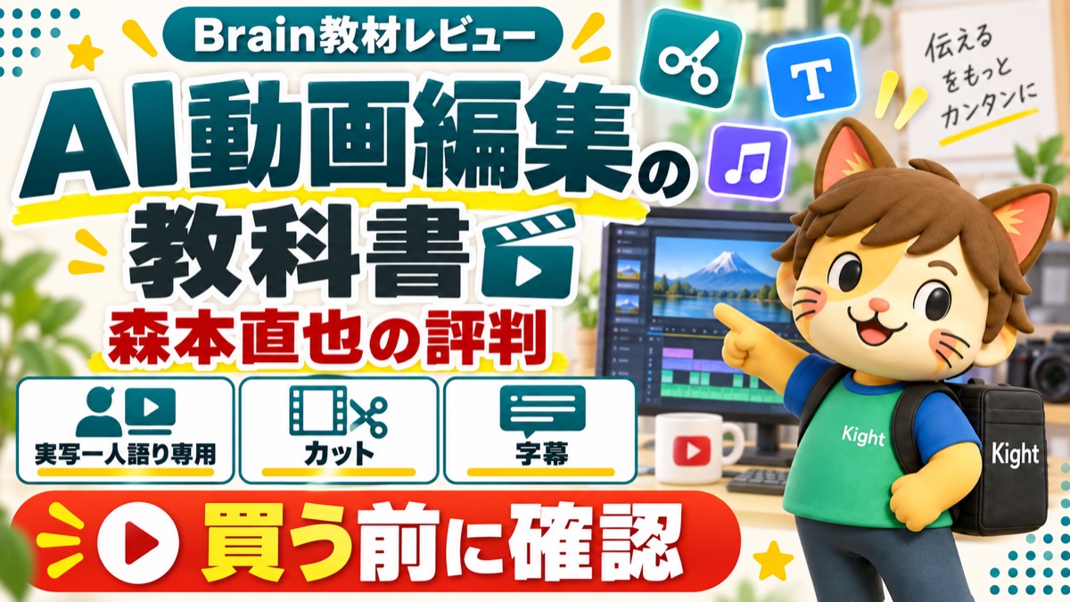 森本直也のAI動画編集の教科書：評判・口コミのアイキャッチ