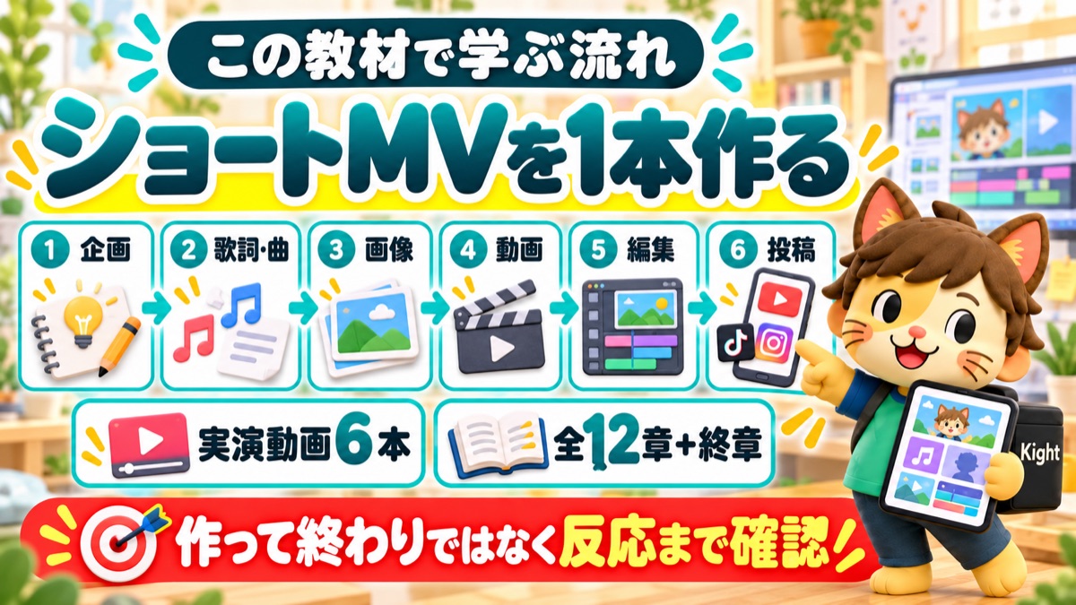 企画から歌詞・曲・画像・動画・編集・投稿までAIショートMVを1本作る流れ
