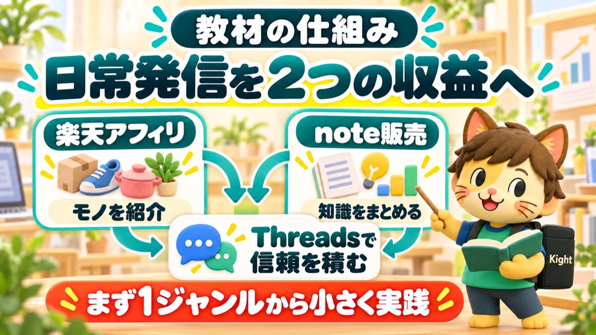 AI×Threads×日常ジャンル教材の楽天アフィリエイトとnote販売の仕組み