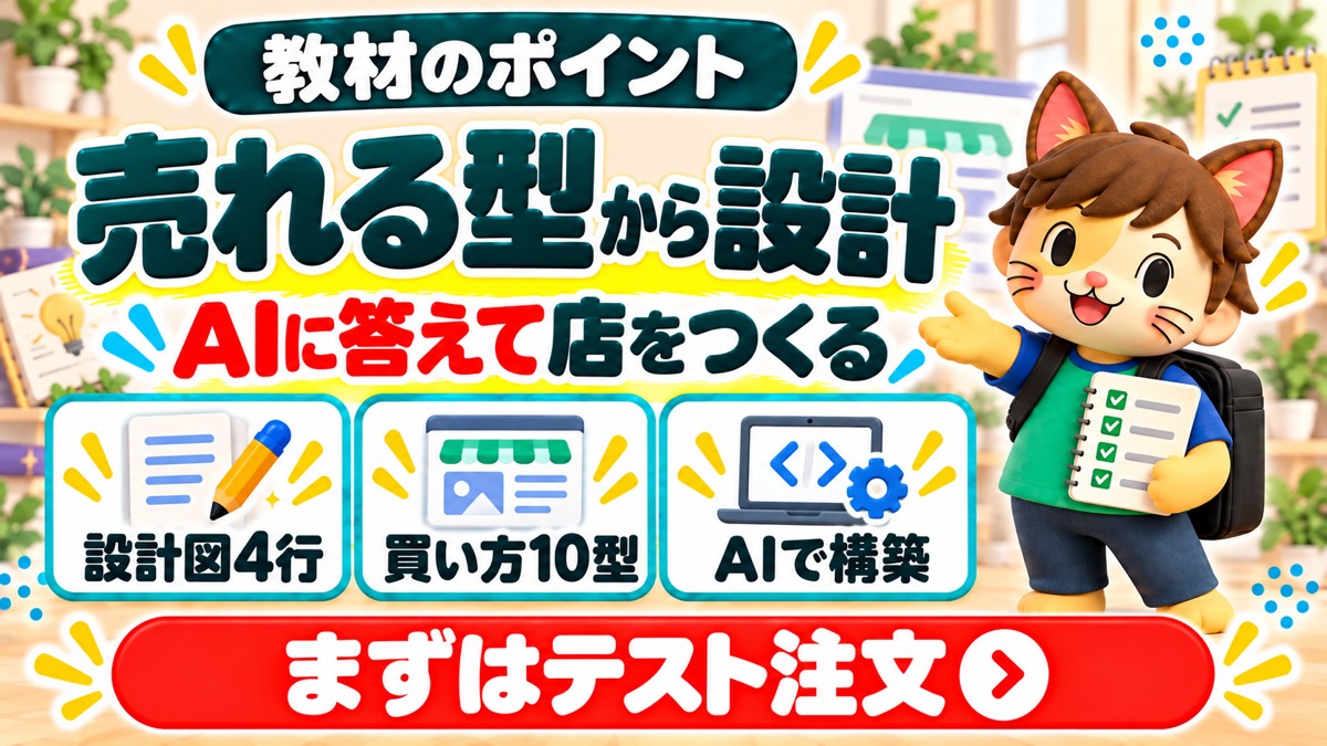 AIで作るECサイトの教科書の設計図4行と買い方10型